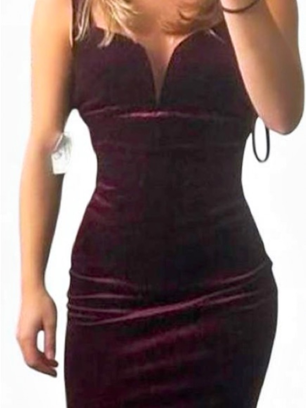 Windsor Deep Burgundy Velvet Fitted Maxi Dress - Picture 2 of 3